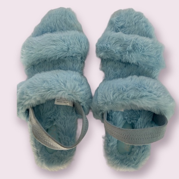 Abound Blue Furry Sling Back Slides Slippers - Picture 1 of 8